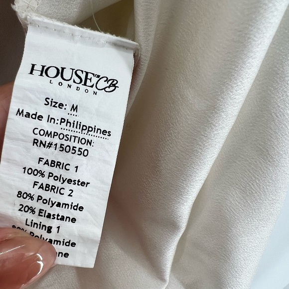 House Of Cb Rhea Ivory Satin Cowl Front Draped Bodysuit - Picture 8 of 10